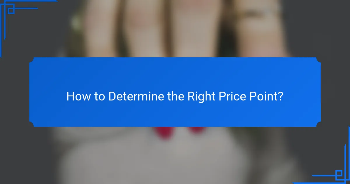 How to Determine the Right Price Point?