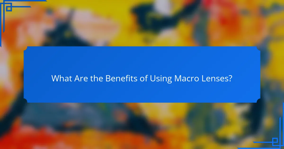 What Are the Benefits of Using Macro Lenses?